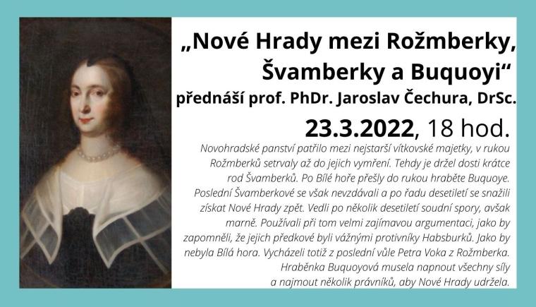 Muzejní přednáška: „Nové Hrady mezi Rožmberky, Švamberky a Buquoyi“